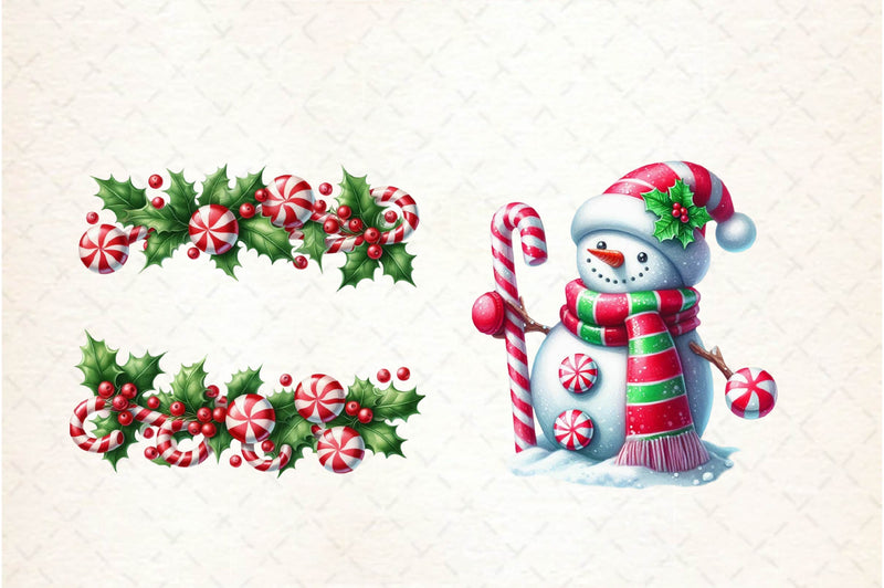 Red Green Christmas Peppermint Candies Clipart Bundle - CraftNest - Digital Crafting and Art