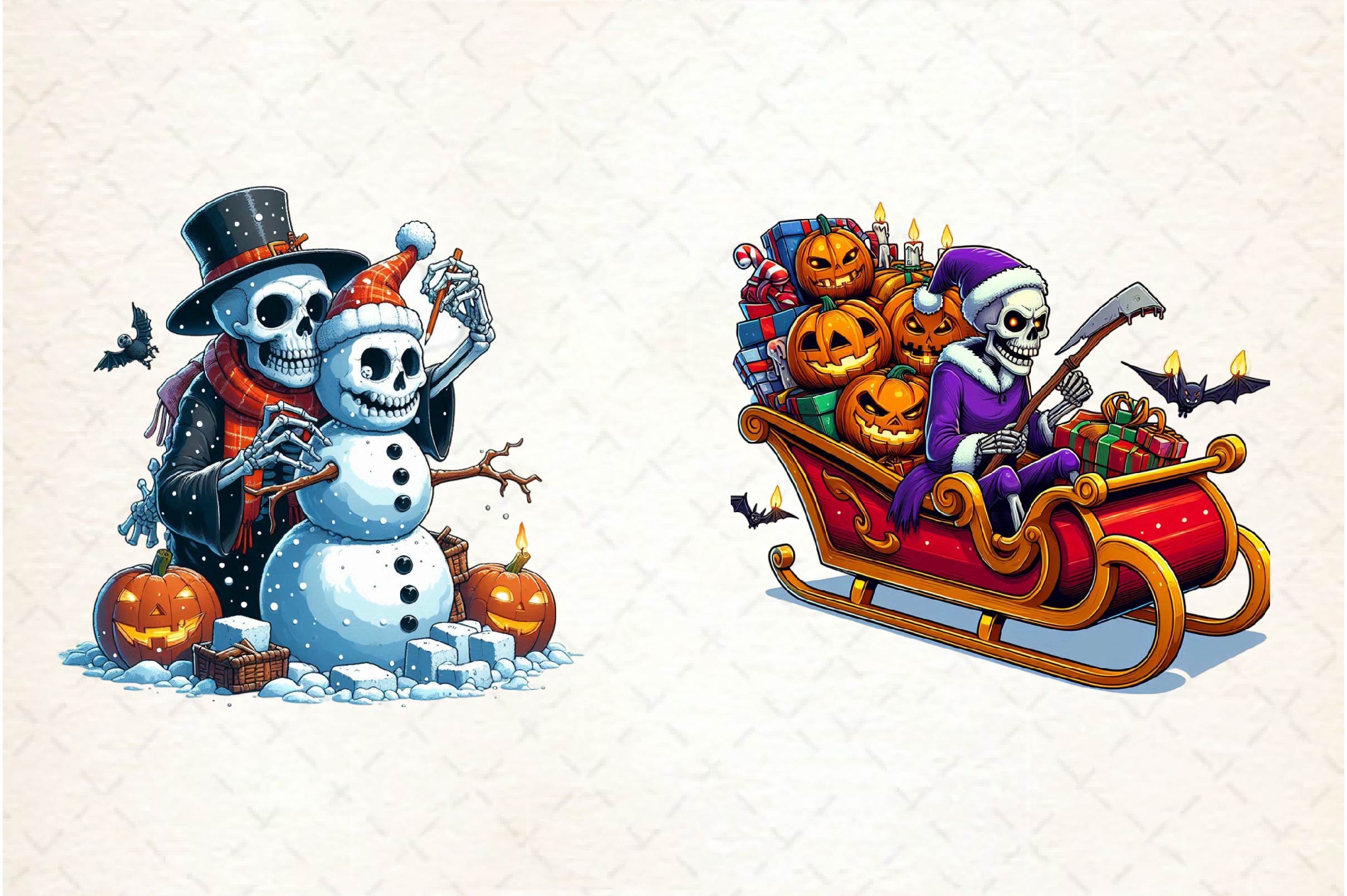 Funny Christmas Skeleton Clipart Bundle - CraftNest - Digital Crafting and Art