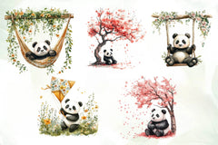 Cute Spring Panda Clipart Bundle - CraftNest - Digital Crafting and Art