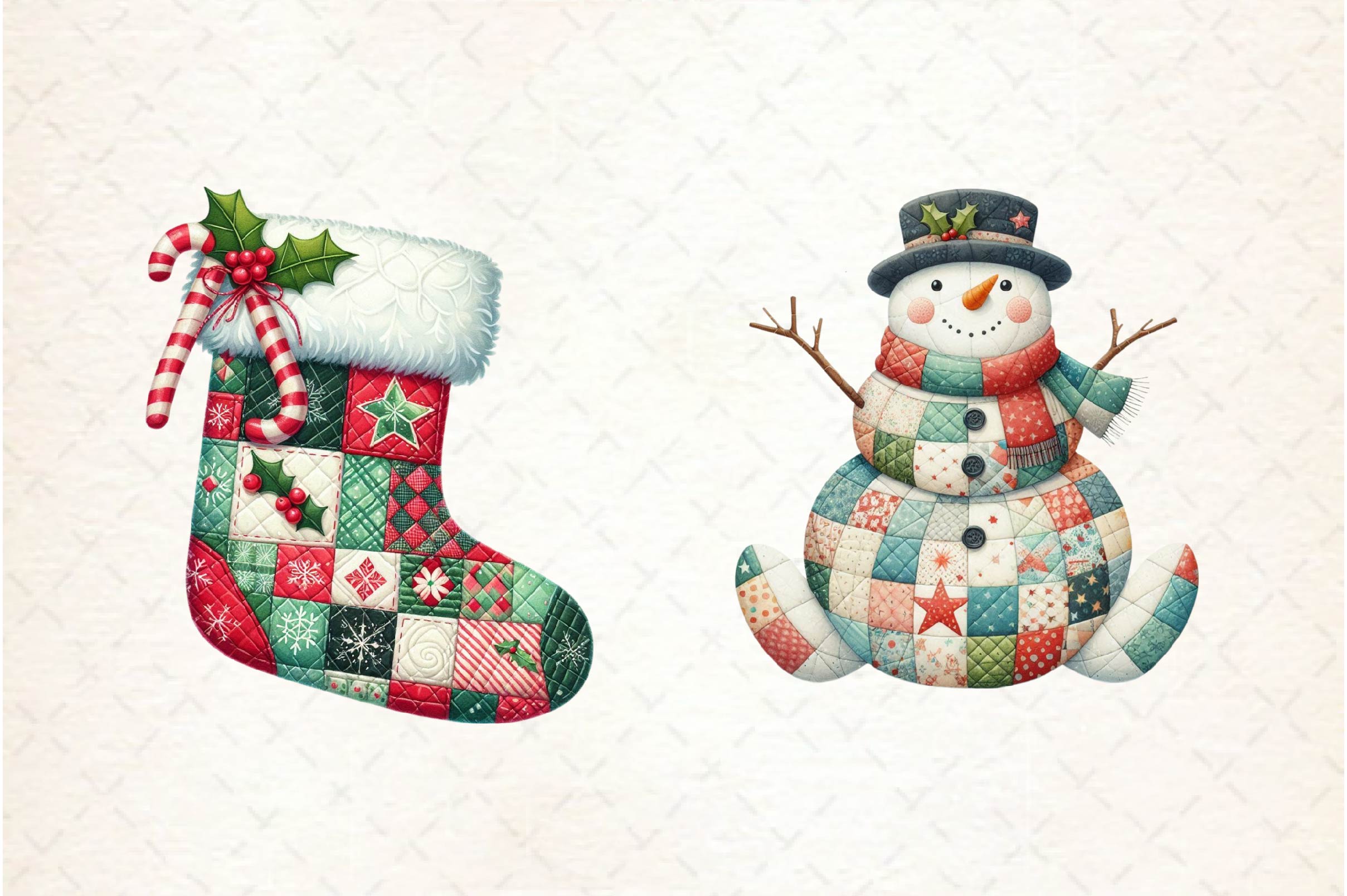 Quilted Christmas Clipart Bundle - CraftNest - Digital Crafting and Art