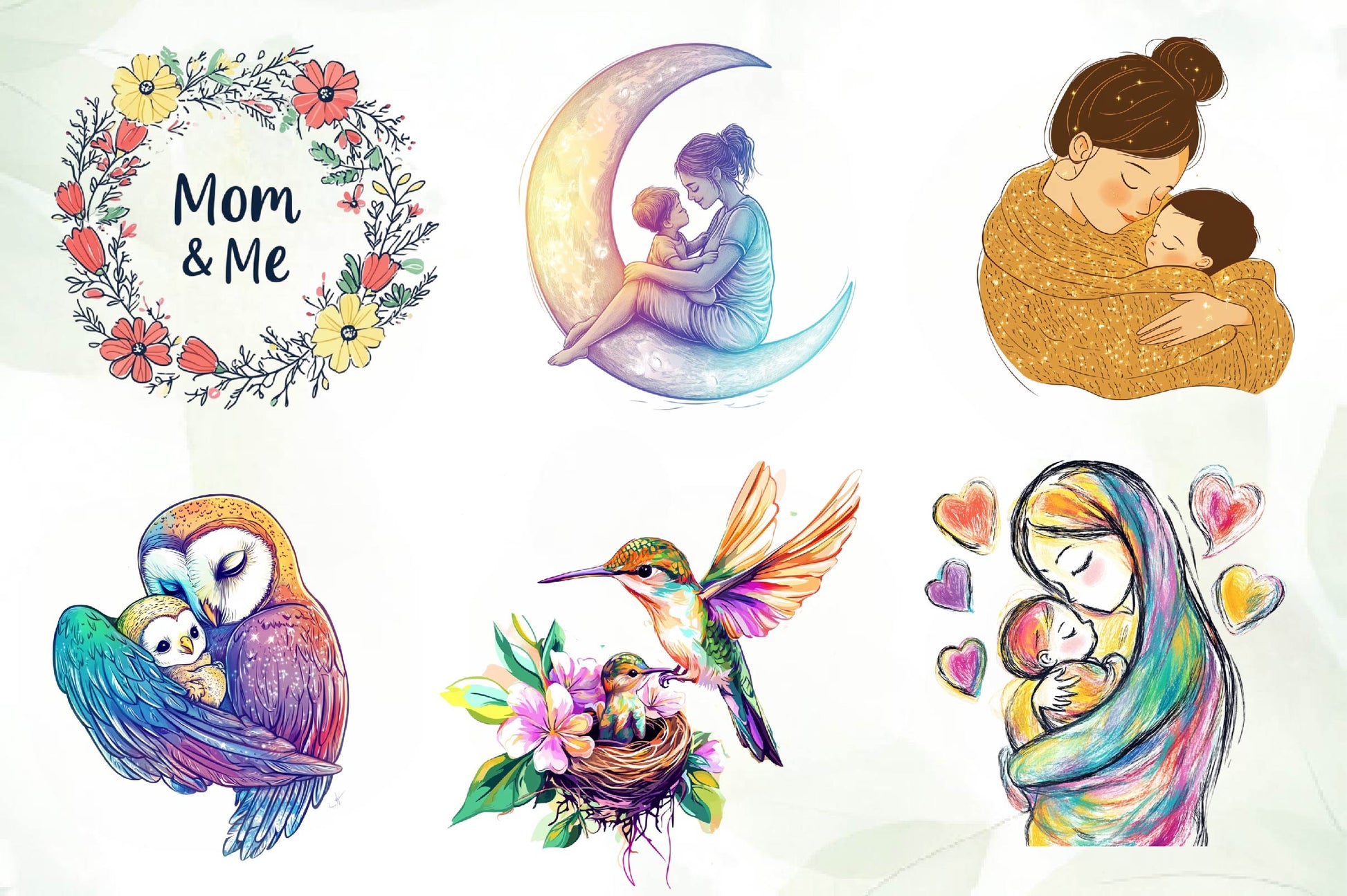 Soft & Warm Mothers Love Clipart Bundle - CraftNest - Digital Crafting and Art