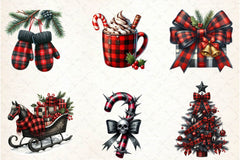 Black & Red Plaid Christmas Clipart Bundle - CraftNest - Digital Crafting and Art