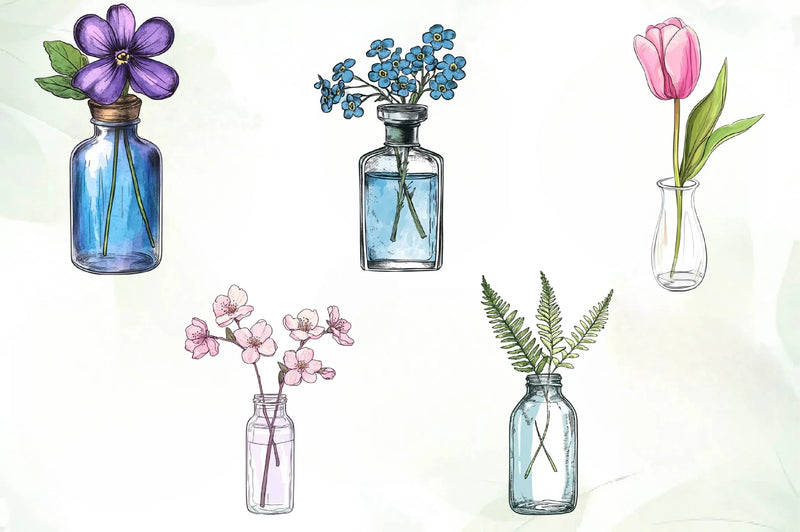 Flower In Jar Clipart Bundle - CraftNest - Digital Crafting and Art