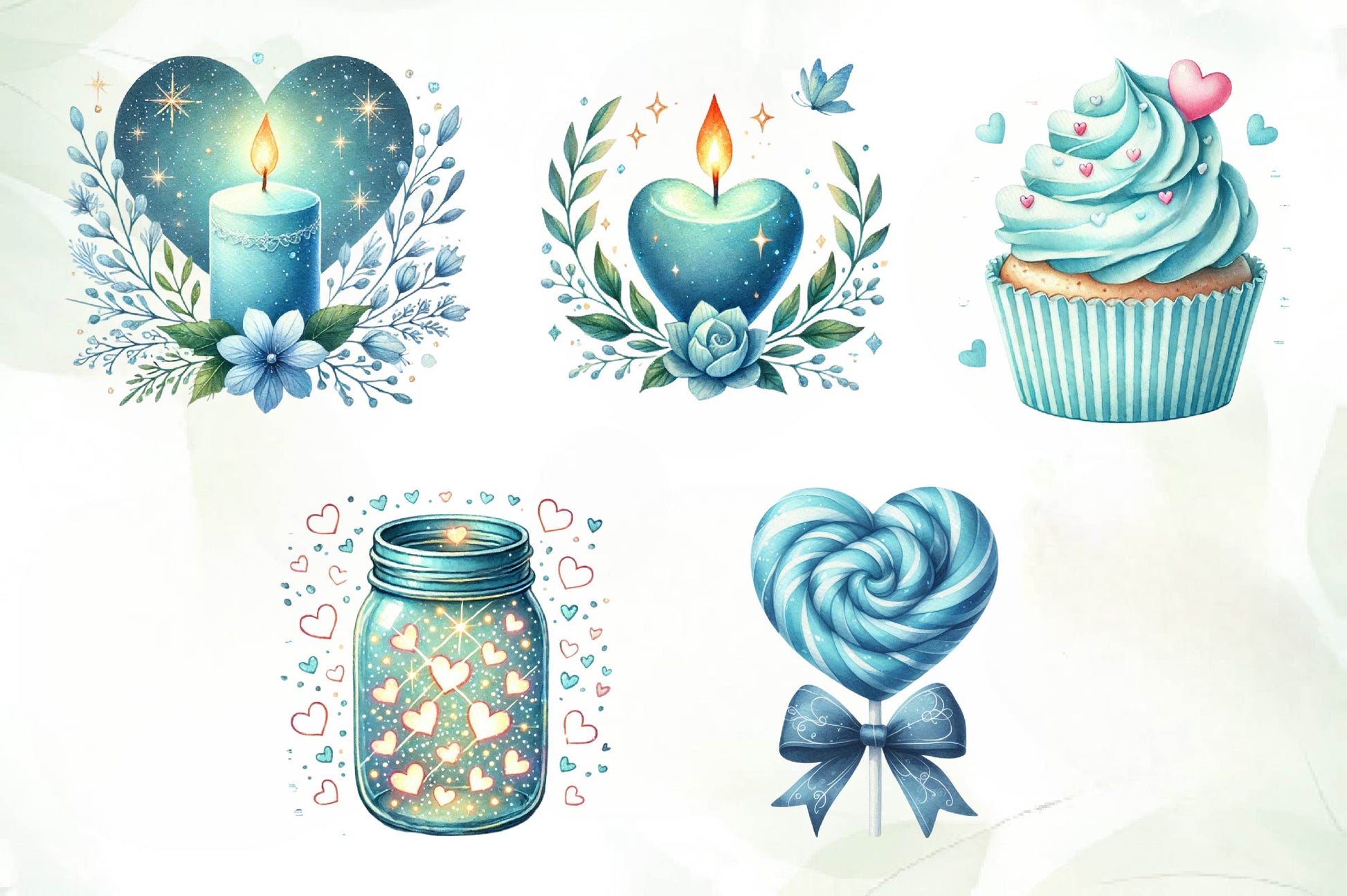 Serene Blue Valentine Clipart Bundle - CraftNest - Digital Crafting and Art