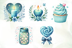 Serene Blue Valentine Clipart Bundle - CraftNest - Digital Crafting and Art