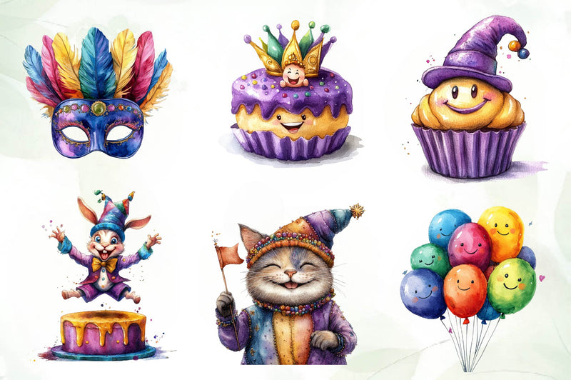 Funny Mardi Gras Clipart Bundle - CraftNest - Digital Crafting and Art