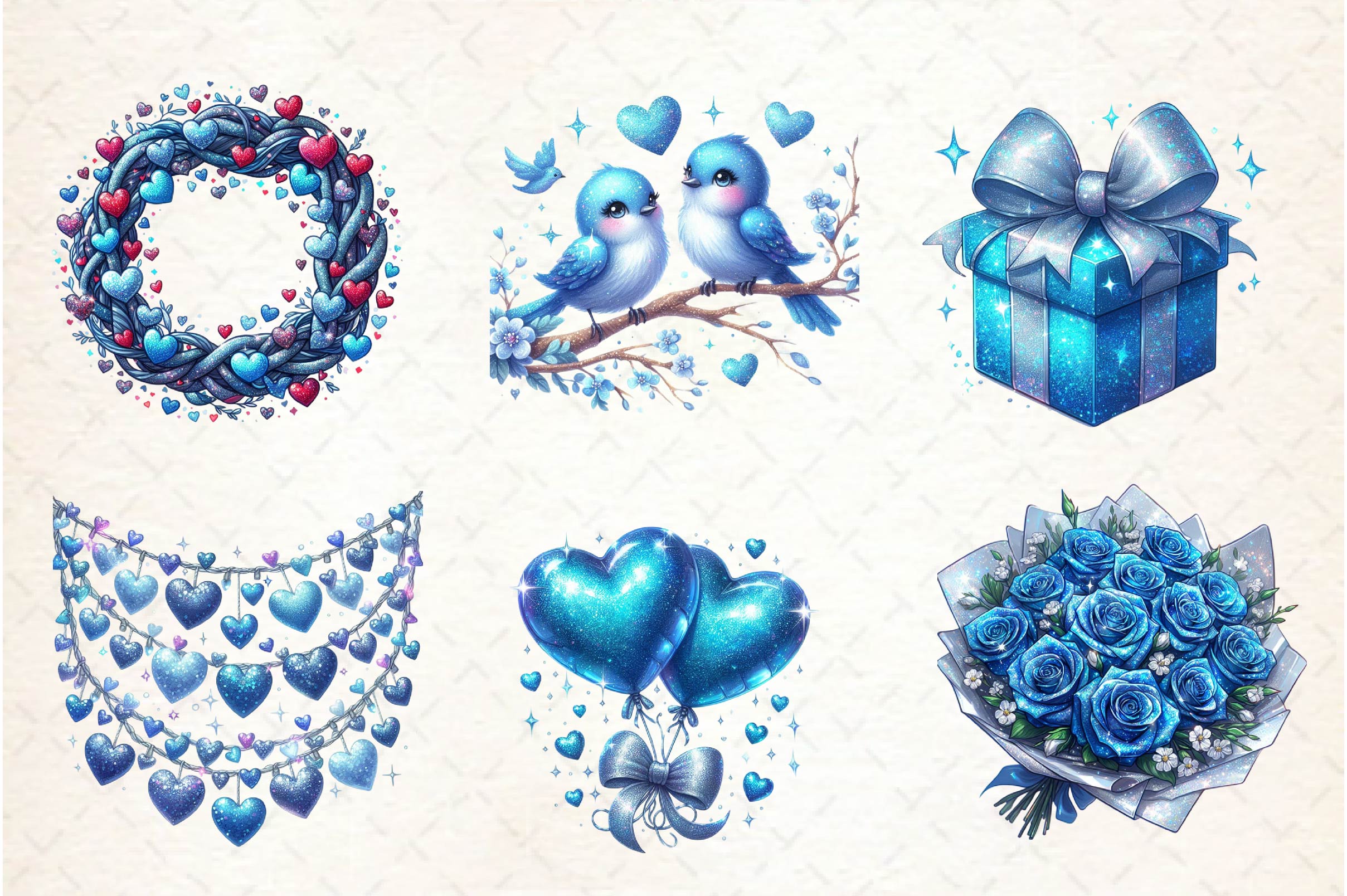 Blue Valentines Day Clipart Bundle - CraftNest - Digital Crafting and Art