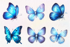 Blue Butterflies Clipart Bundle - CraftNest - Digital Crafting and Art
