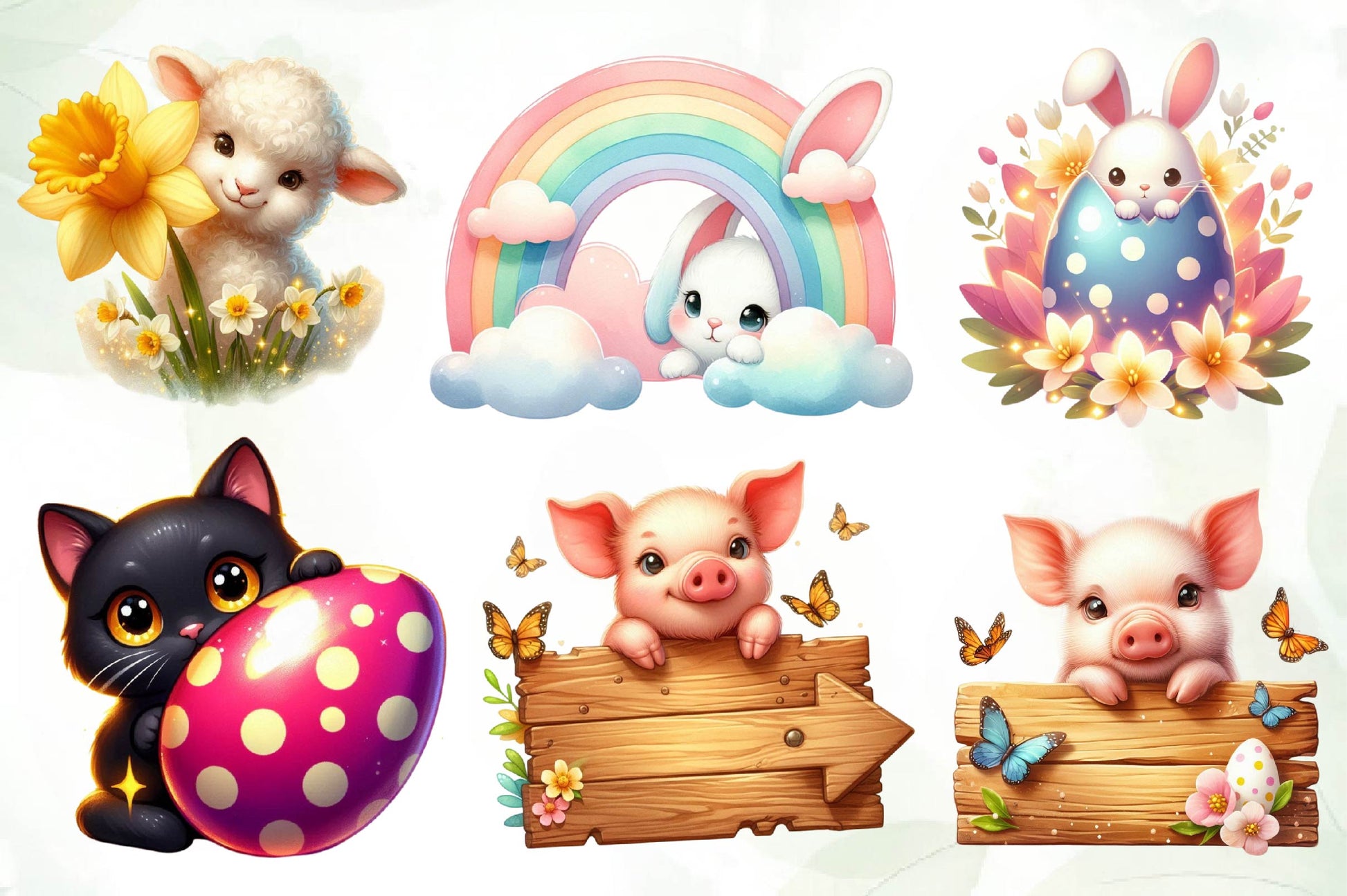 Cute Peeking Easter Animals Clipart Bundle - CraftNest - Digital Crafting and Art