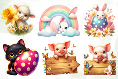 Cute Peeking Easter Animals Clipart Bundle - CraftNest - Digital Crafting and Art