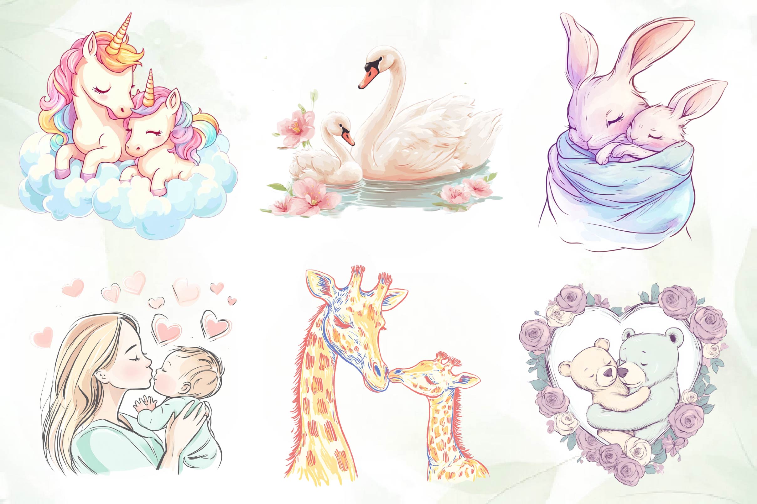 Pastel Mothers & Child Clipart Bundle - CraftNest - Digital Crafting and Art