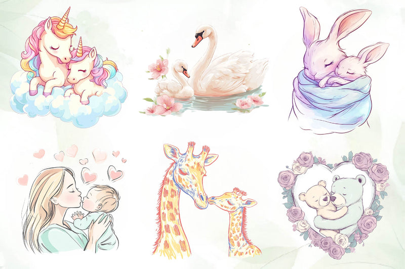 Pastel Mothers & Child Clipart Bundle - CraftNest - Digital Crafting and Art