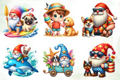Beach Dog Gnome Collection Clipart Bundle 1 - CraftNest - Digital Crafting and Art