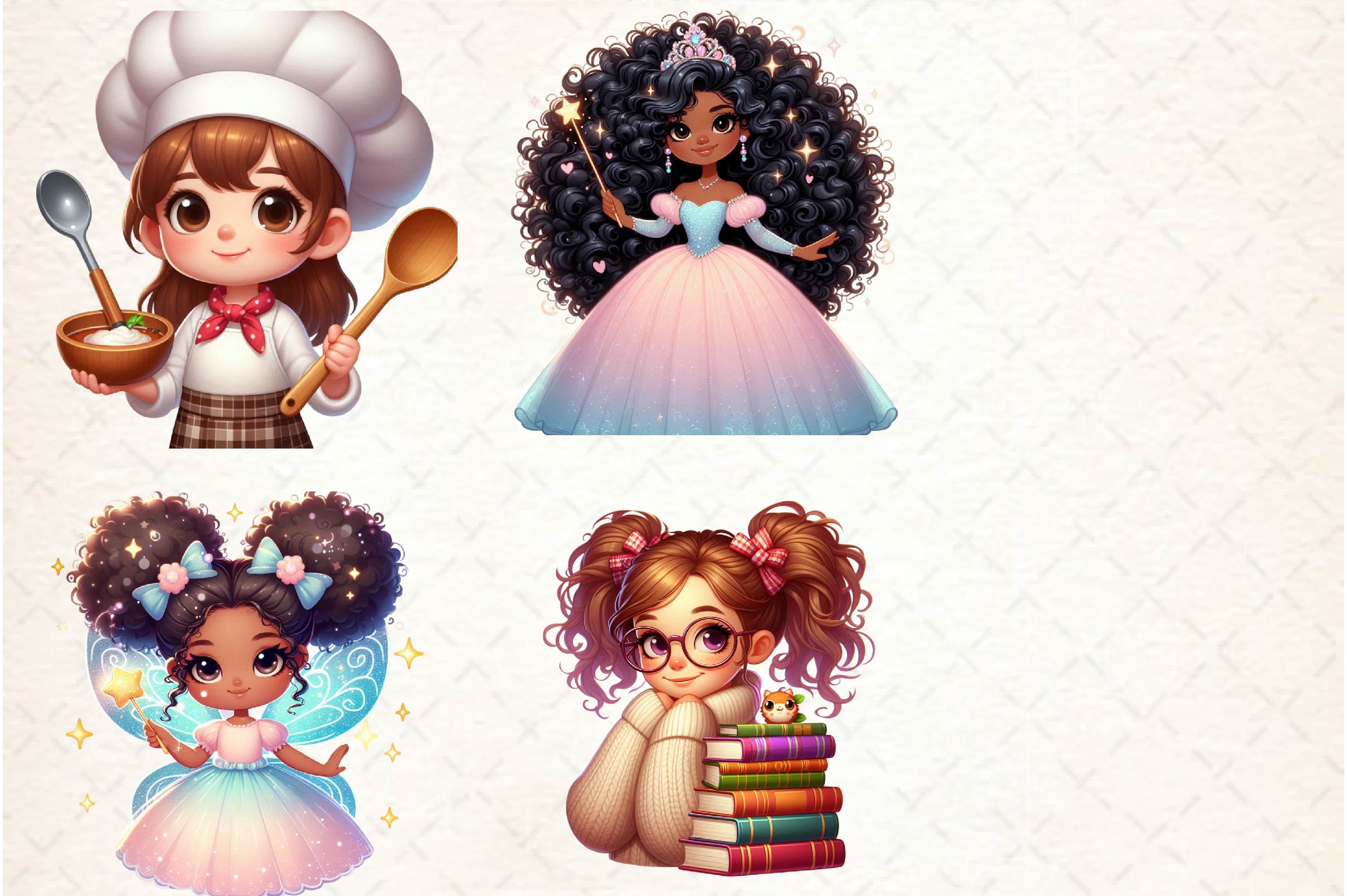 African American Girls Clipart Bundle - CraftNest - Digital Crafting and Art