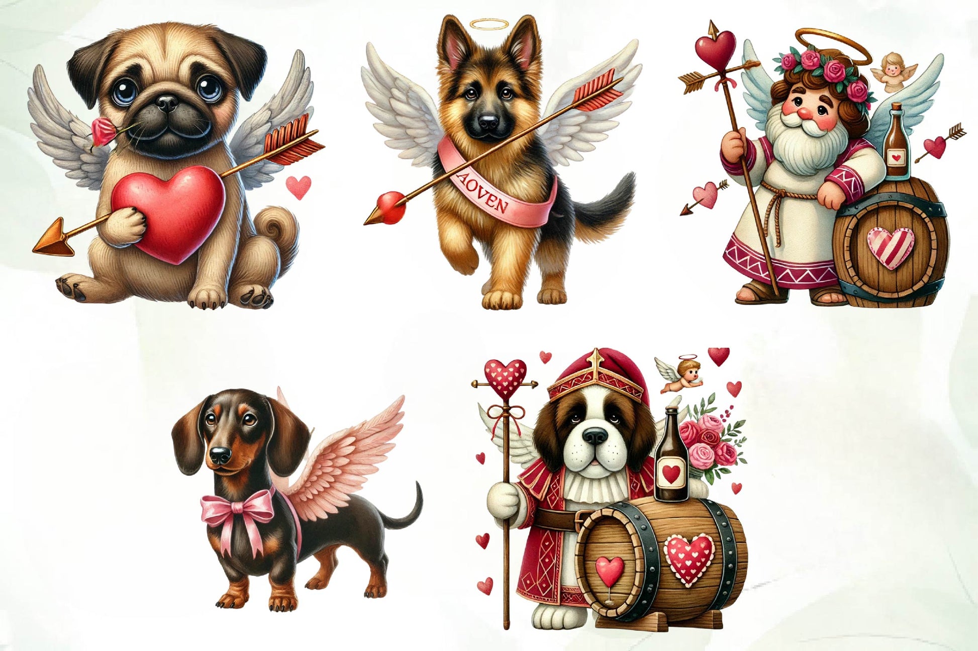 Dogs Cupid Valentines Day Clipart Bundle - CraftNest - Digital Crafting and Art