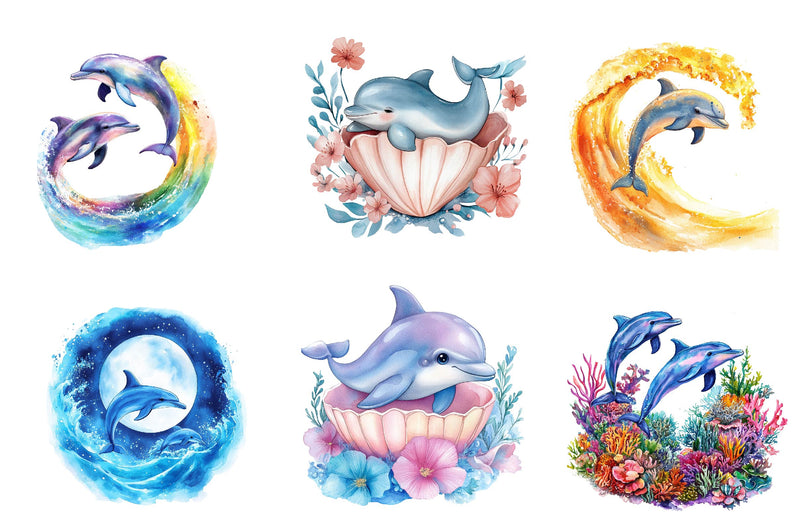 Dolphin & Calf Clipart Bundle - CraftNest - Digital Crafting and Art