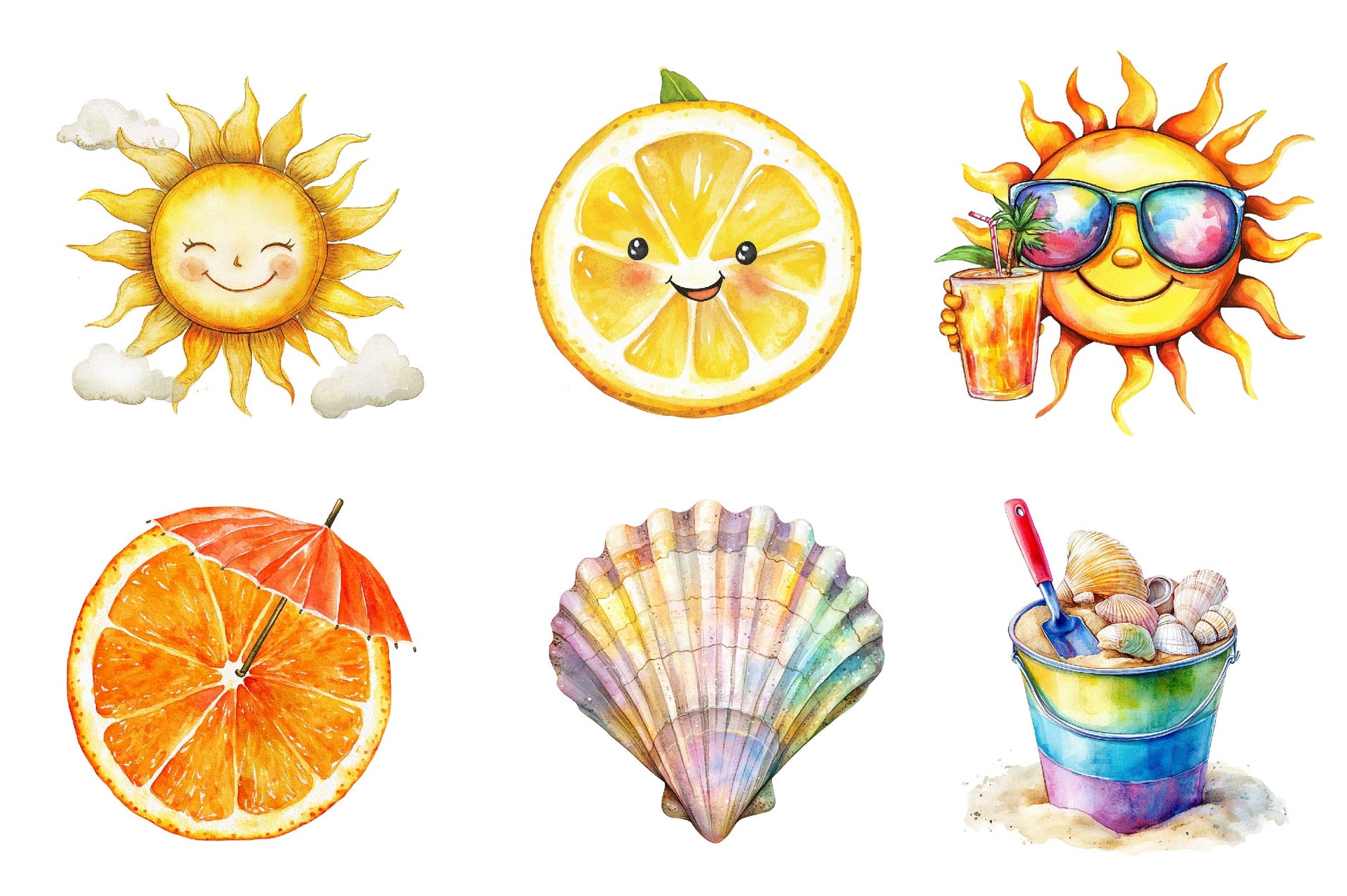 Happy Summer Element Clipart Bundle - CraftNest - Digital Crafting and Art