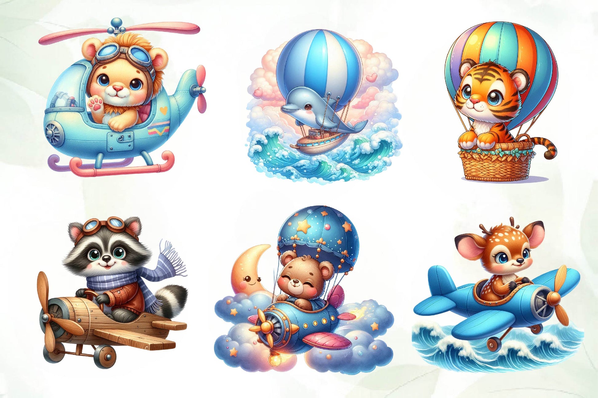 Cute Baby Pilot Animals Clipart Bundle - CraftNest - Digital Crafting and Art