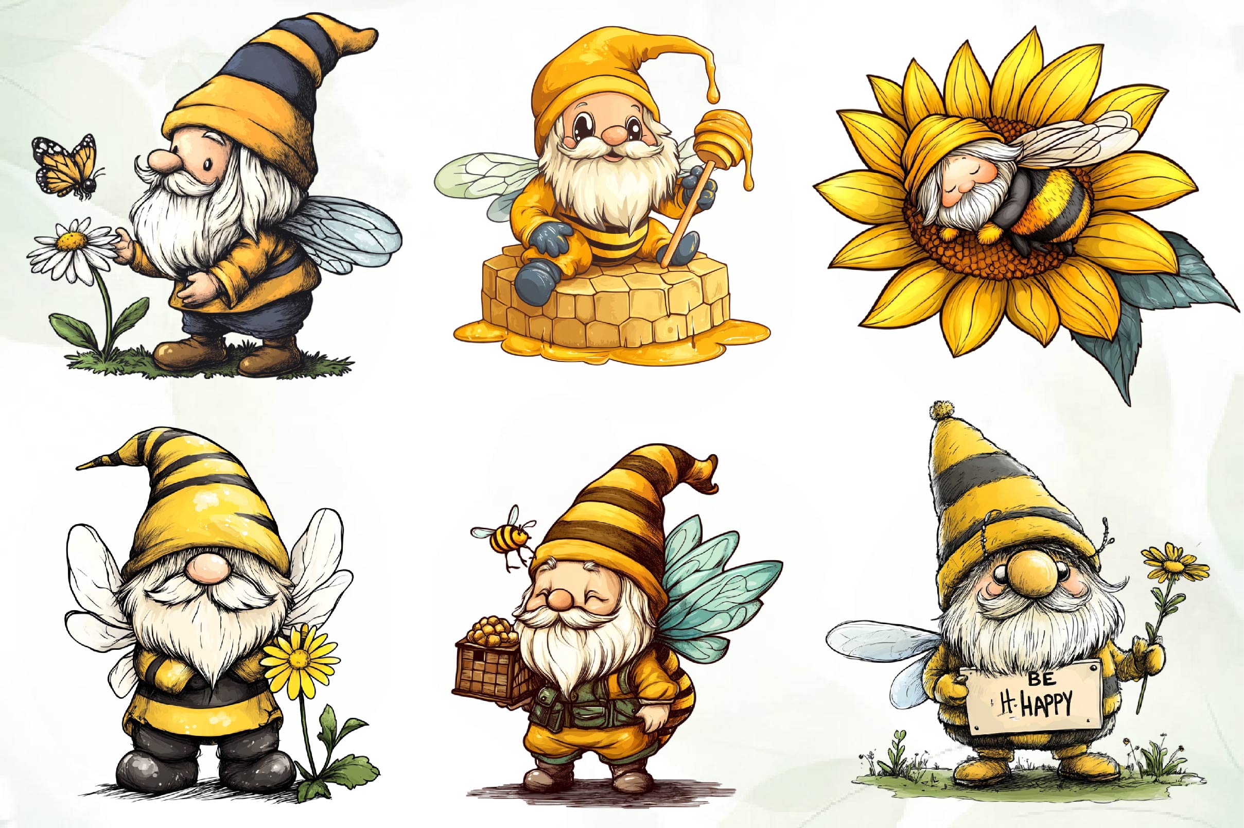 Bee Gnome Clipart Bundle - CraftNest - Digital Crafting and Art