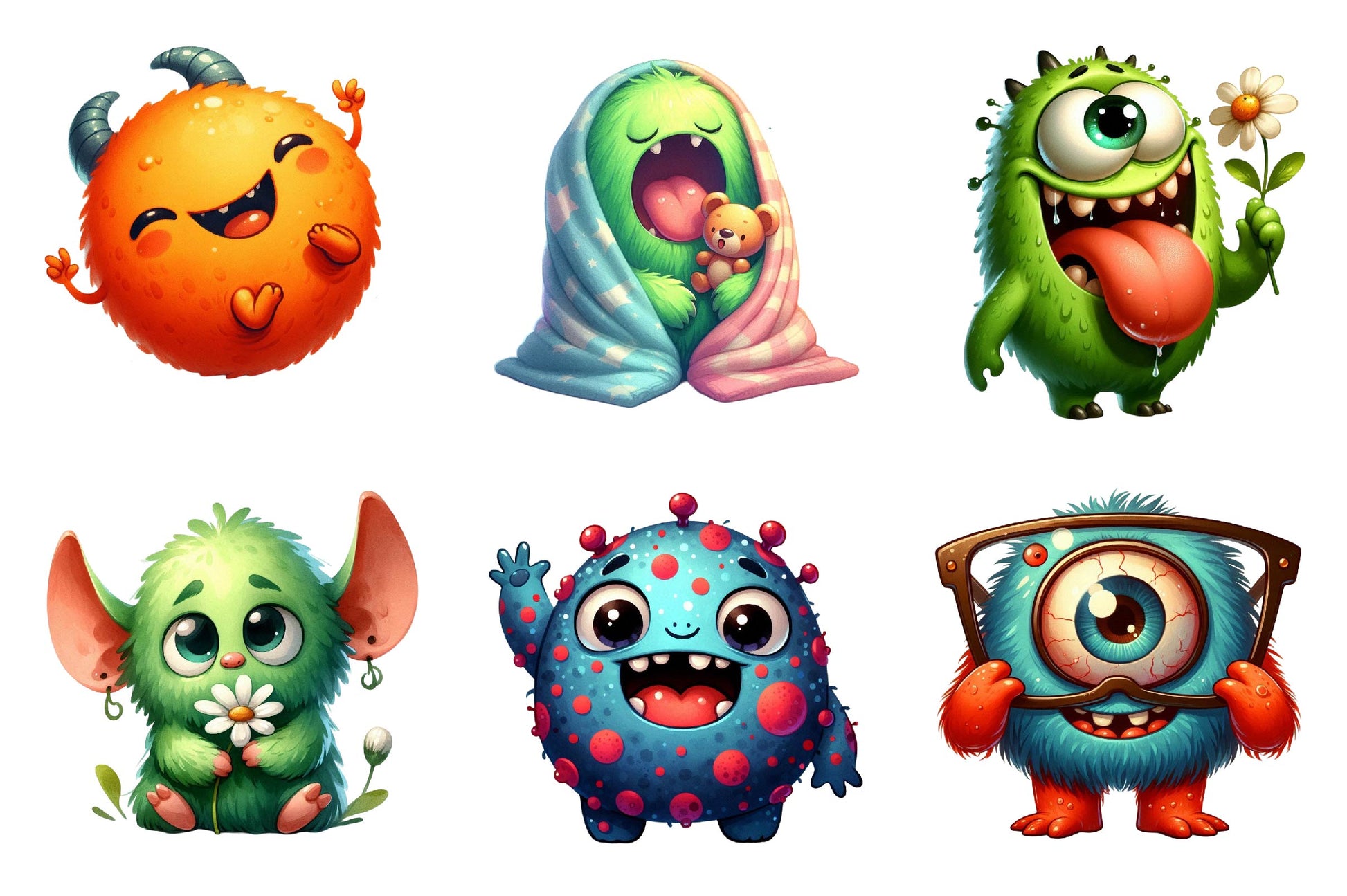Cute Funny Monsters Clipart Bundle 2 - CraftNest - Digital Crafting and Art