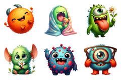 Cute Funny Monsters Clipart Bundle 2 - CraftNest - Digital Crafting and Art