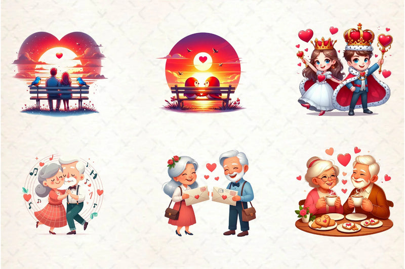 Old Couple Valentine's Day Clipart Bundle - CraftNest - Digital Crafting and Art
