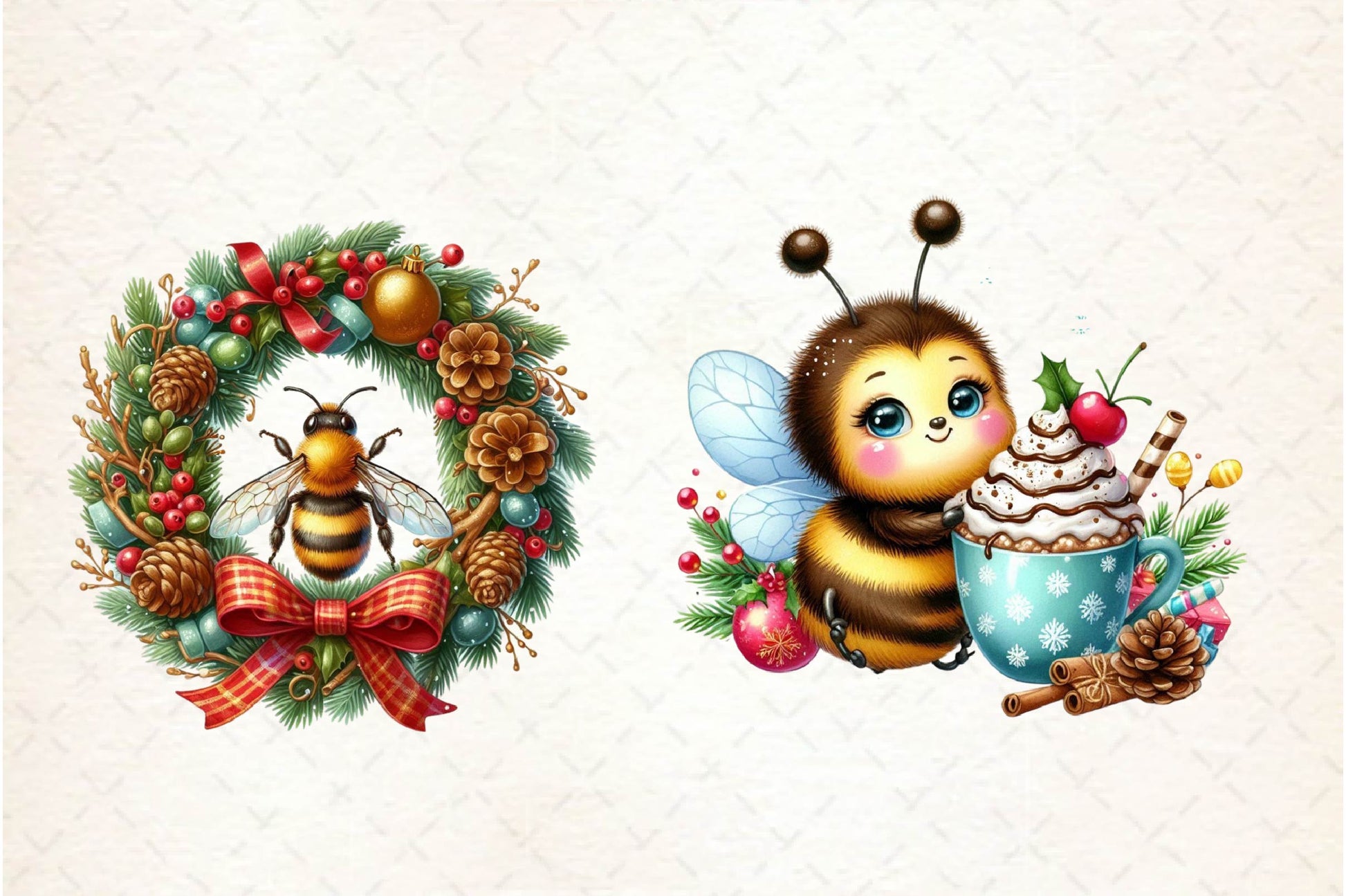 Christmas Bees Clipart Bundle - CraftNest - Digital Crafting and Art