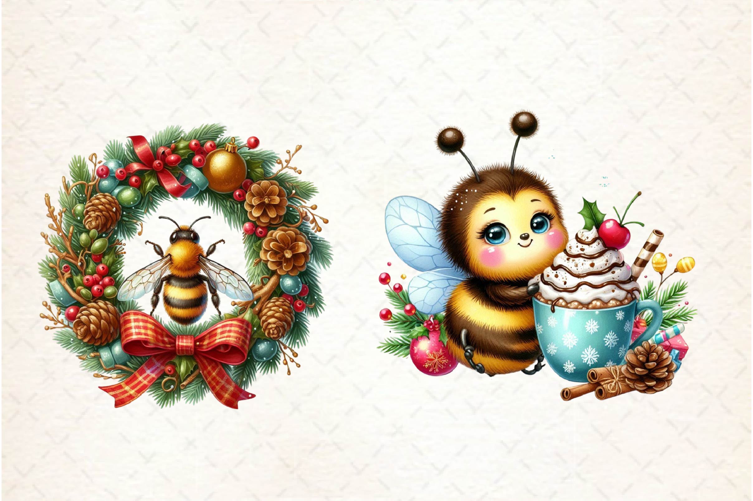 Christmas Bees Clipart Bundle - CraftNest - Digital Crafting and Art