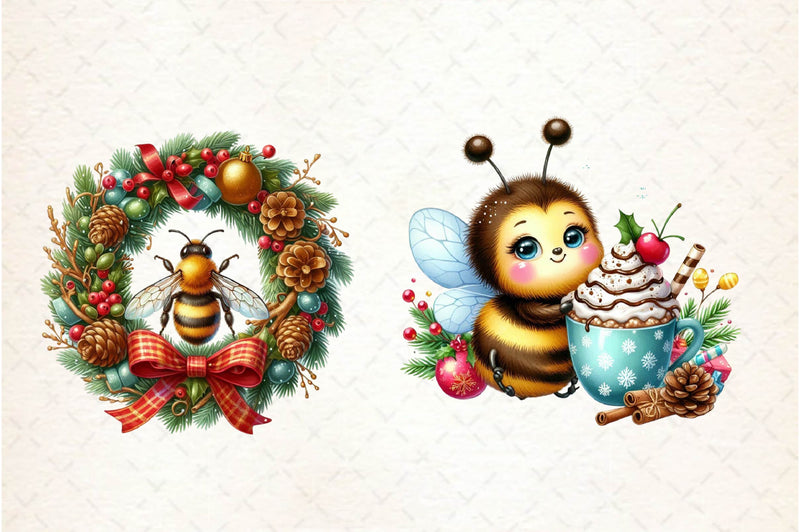 Christmas Bees Clipart Bundle - CraftNest - Digital Crafting and Art