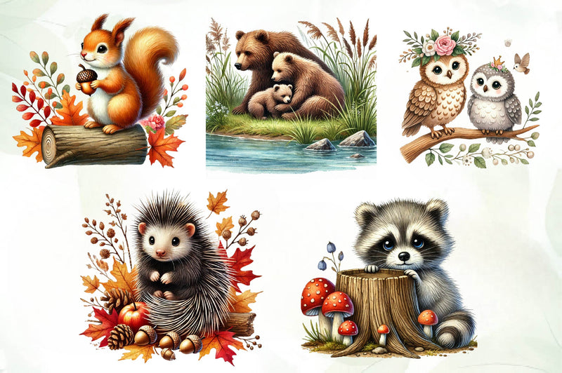 Woodland Animals Clipart Bundle - CraftNest - Digital Crafting and Art