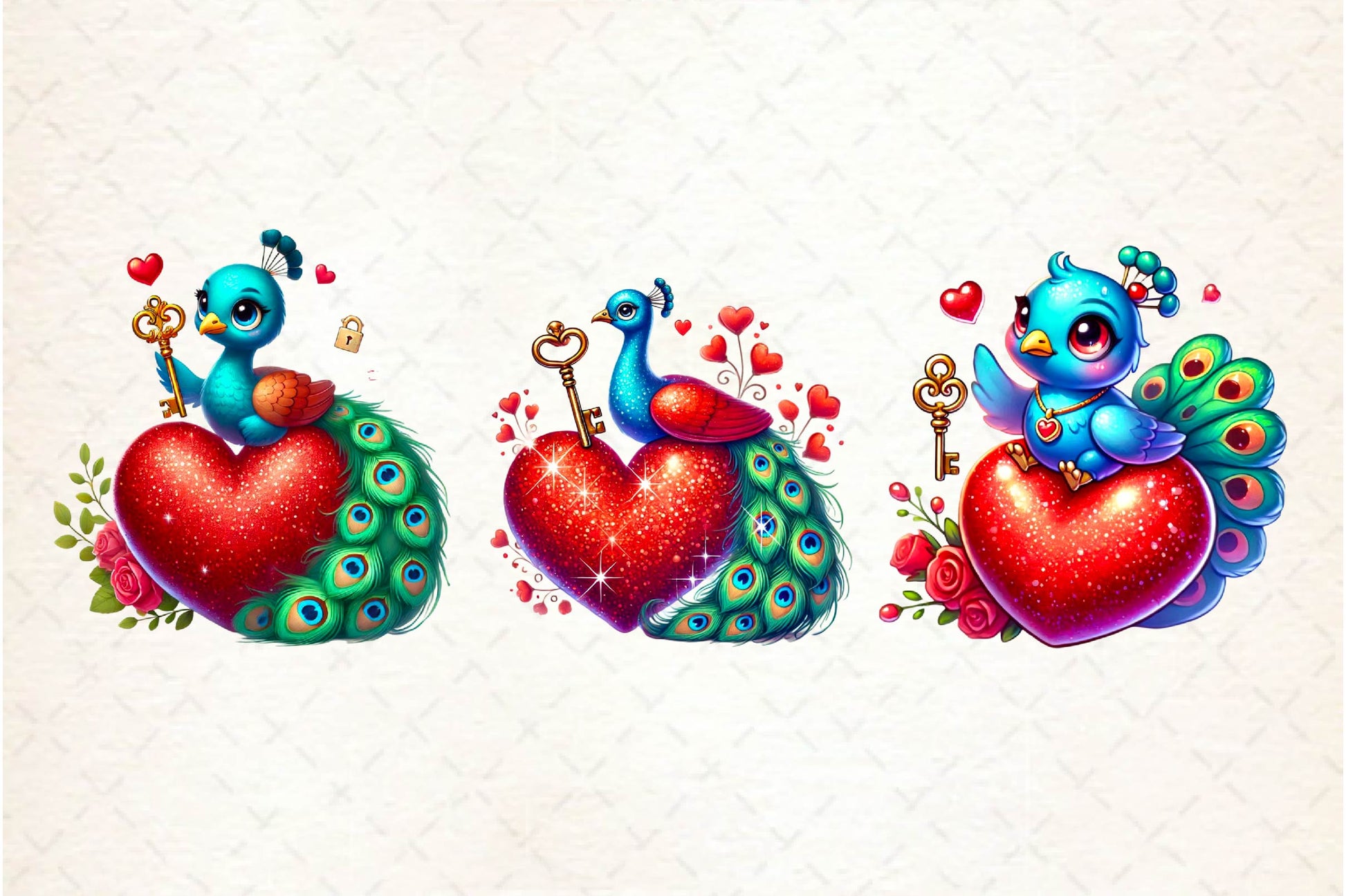Valentines Peacock Clipart Bundle - CraftNest - Digital Crafting and Art