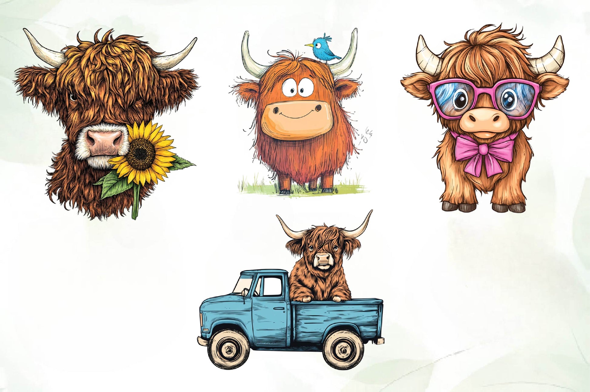 Cute Highland Cow Clipart Bundle - CraftNest - Digital Crafting and Art