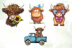 Cute Highland Cow Clipart Bundle - CraftNest - Digital Crafting and Art