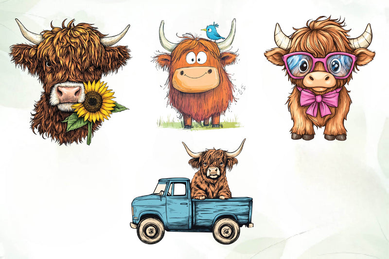 Cute Highland Cow Clipart Bundle - CraftNest - Digital Crafting and Art