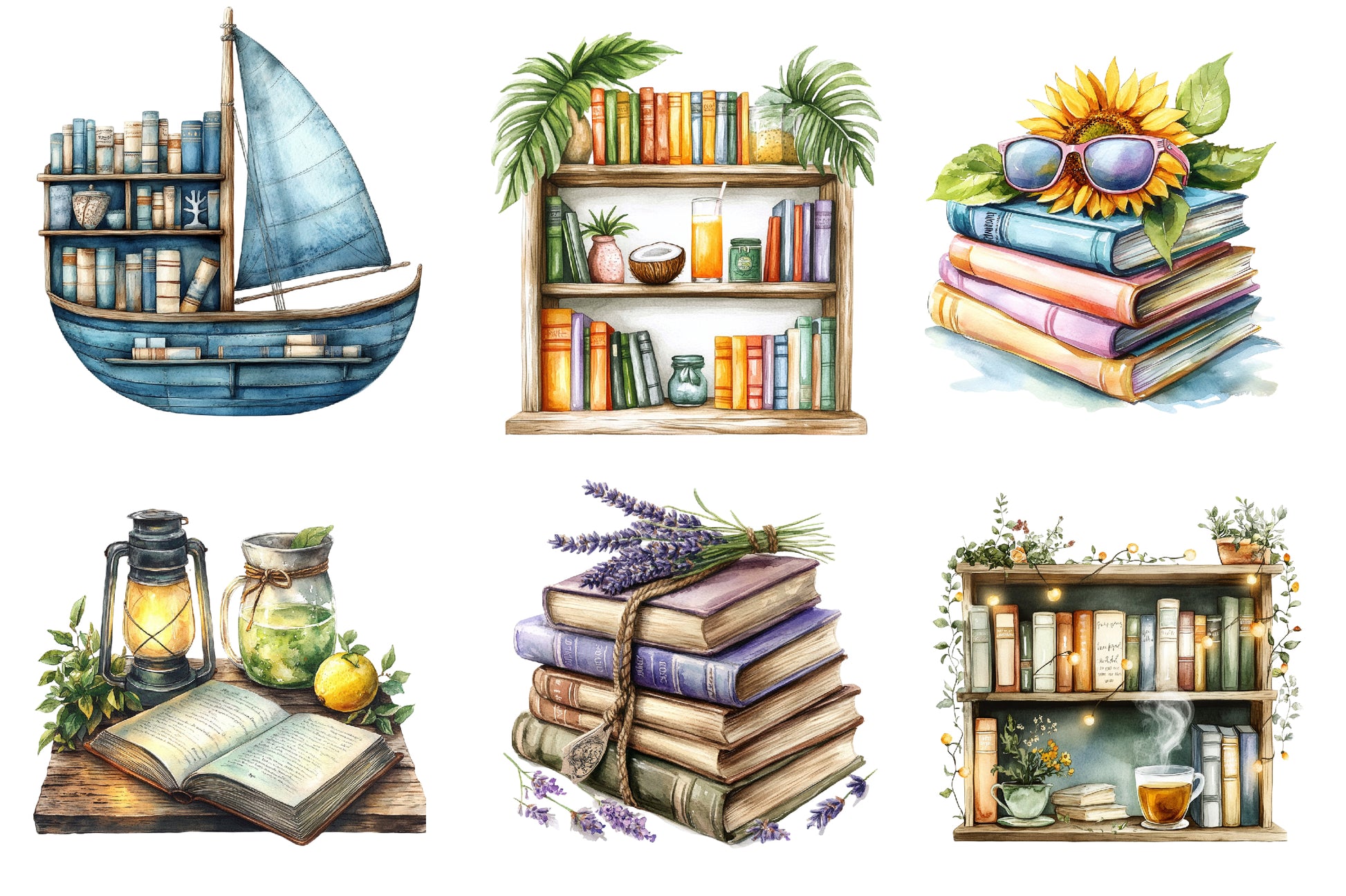 Summer Bookshelf Clipart Bundle - CraftNest - Digital Crafting and Art