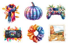 80s Retro Autumn Clipart Bundle - CraftNest - Digital Crafting and Art