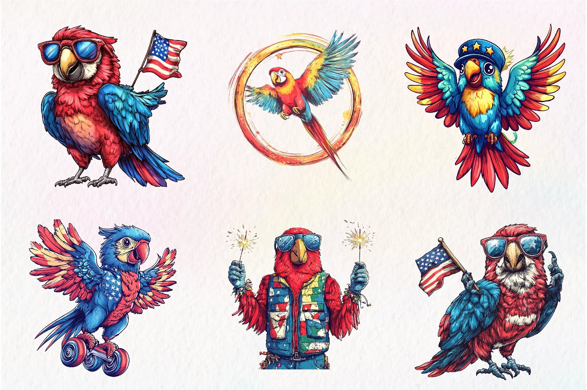 Patriotic 4th Of July Parrot Clipart Bundle - CraftNest - Digital Crafting and Art
