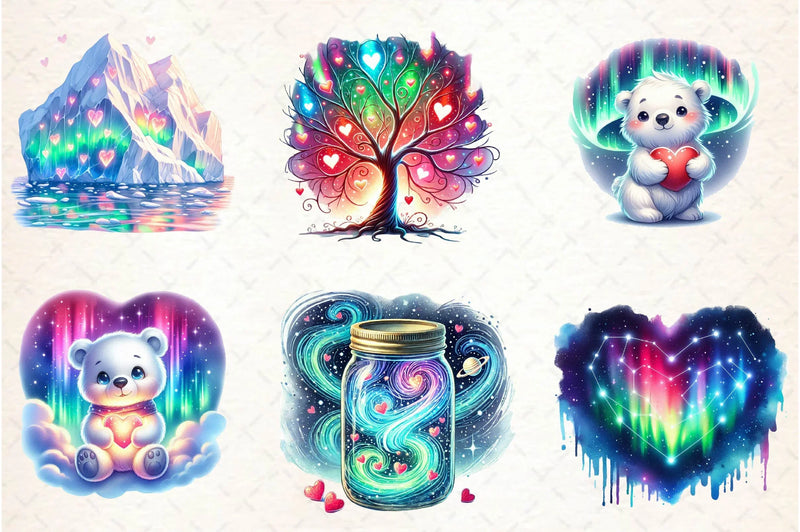 Polar Lights Valentine Clipart Bundle - CraftNest - Digital Crafting and Art