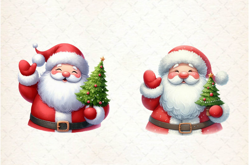 Kawaii Santa Claus Christmas Clipart Bundle - CraftNest - Digital Crafting and Art