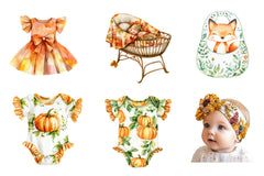 Autumn Baby Shower Clipart Bundle - CraftNest - Digital Crafting and Art