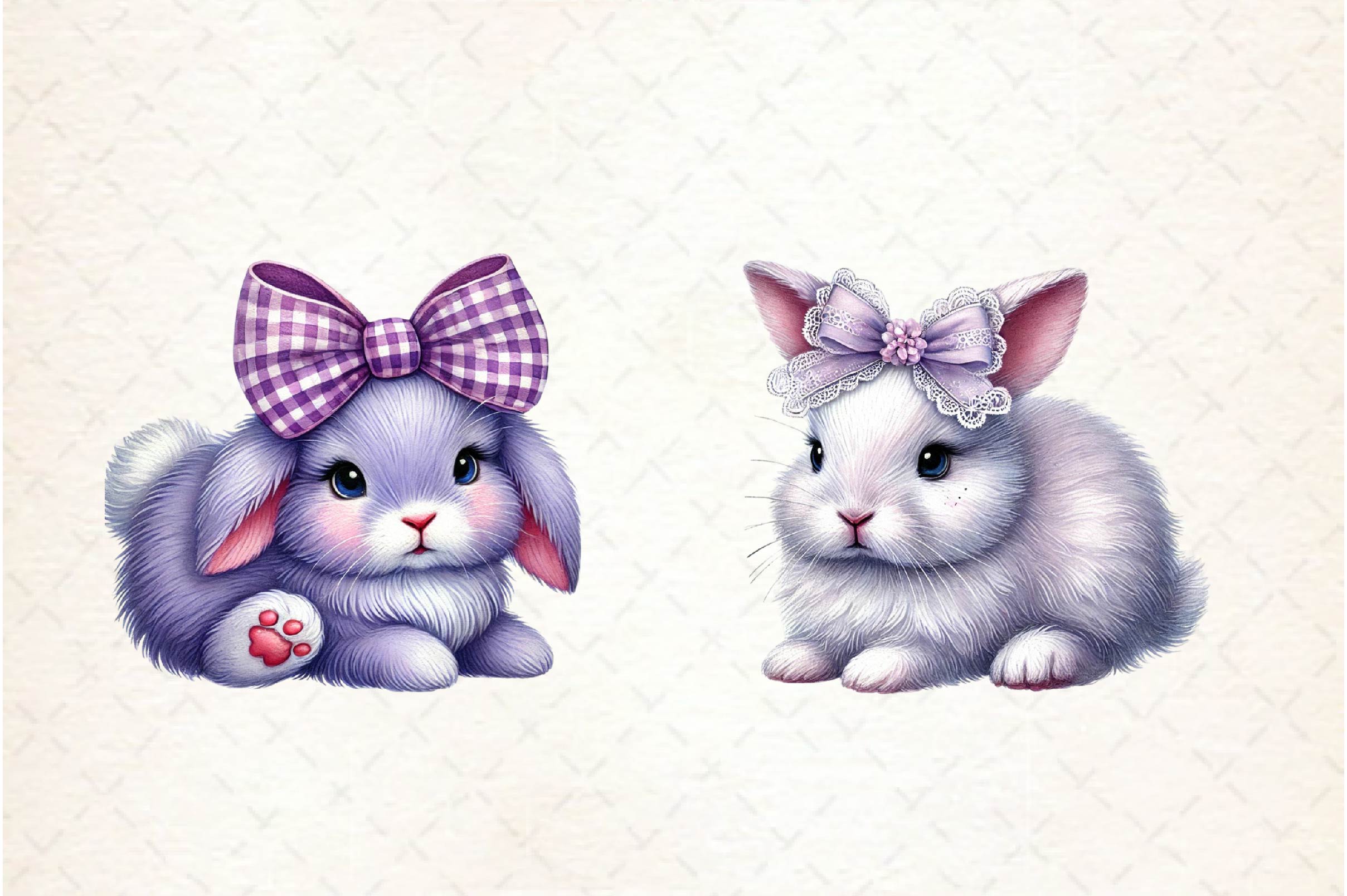 Cute Purple Easter Bunny With Bow Clipart Bundle - CraftNest - Digital Crafting and Art