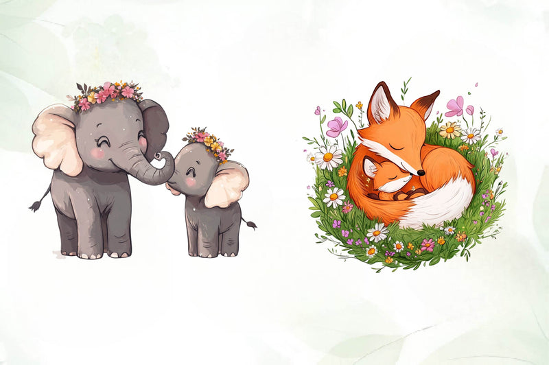 Cute Mother & Baby Set Clipart Bundle - CraftNest - Digital Crafting and Art