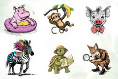 Quirky Safari Animals Clipart Bundle - CraftNest - Digital Crafting and Art