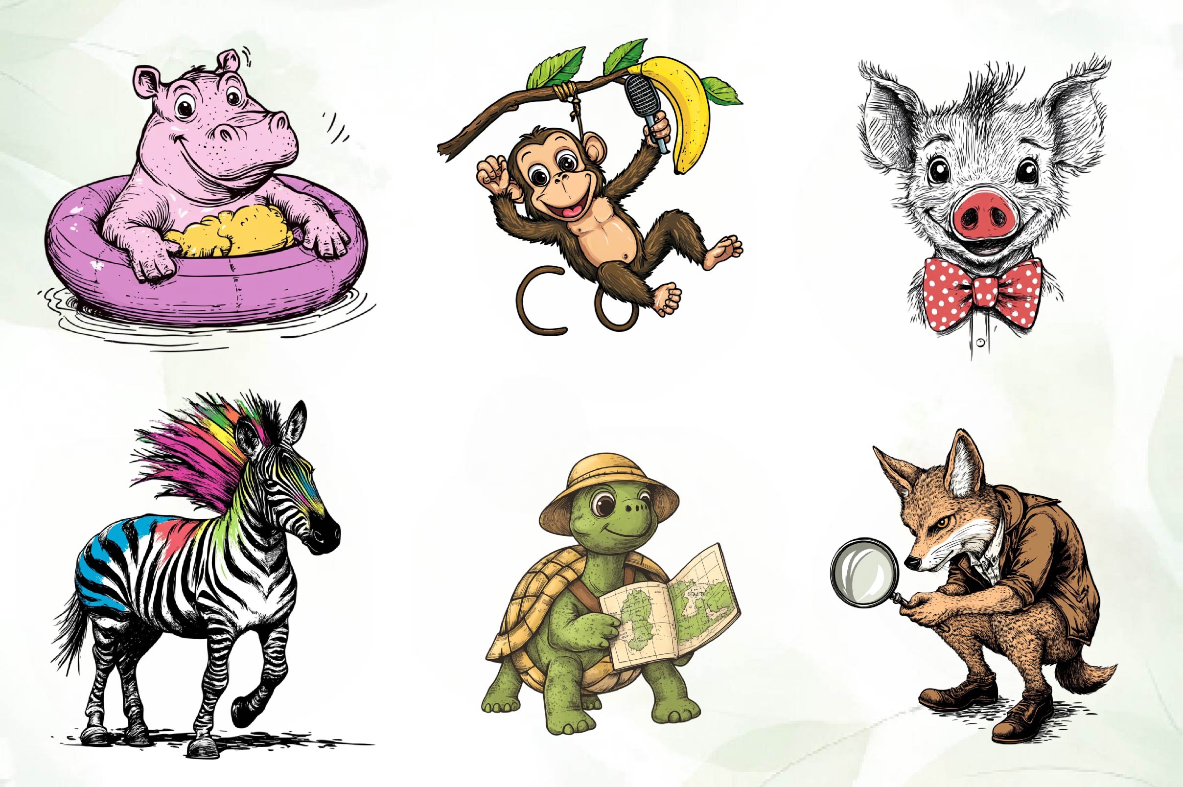 Quirky Safari Animals Clipart Bundle - CraftNest - Digital Crafting and Art
