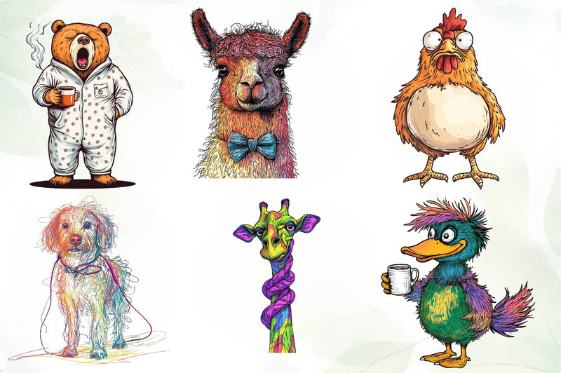 Funny Quirky Animals Clipart Bundle - CraftNest - Digital Crafting and Art