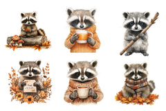 Autumn Raccoons Clipart Bundle - CraftNest - Digital Crafting and Art