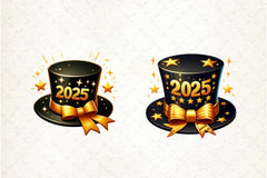 Black And Gold New Year Hat Clipart Bundle - CraftNest - Digital Crafting and Art