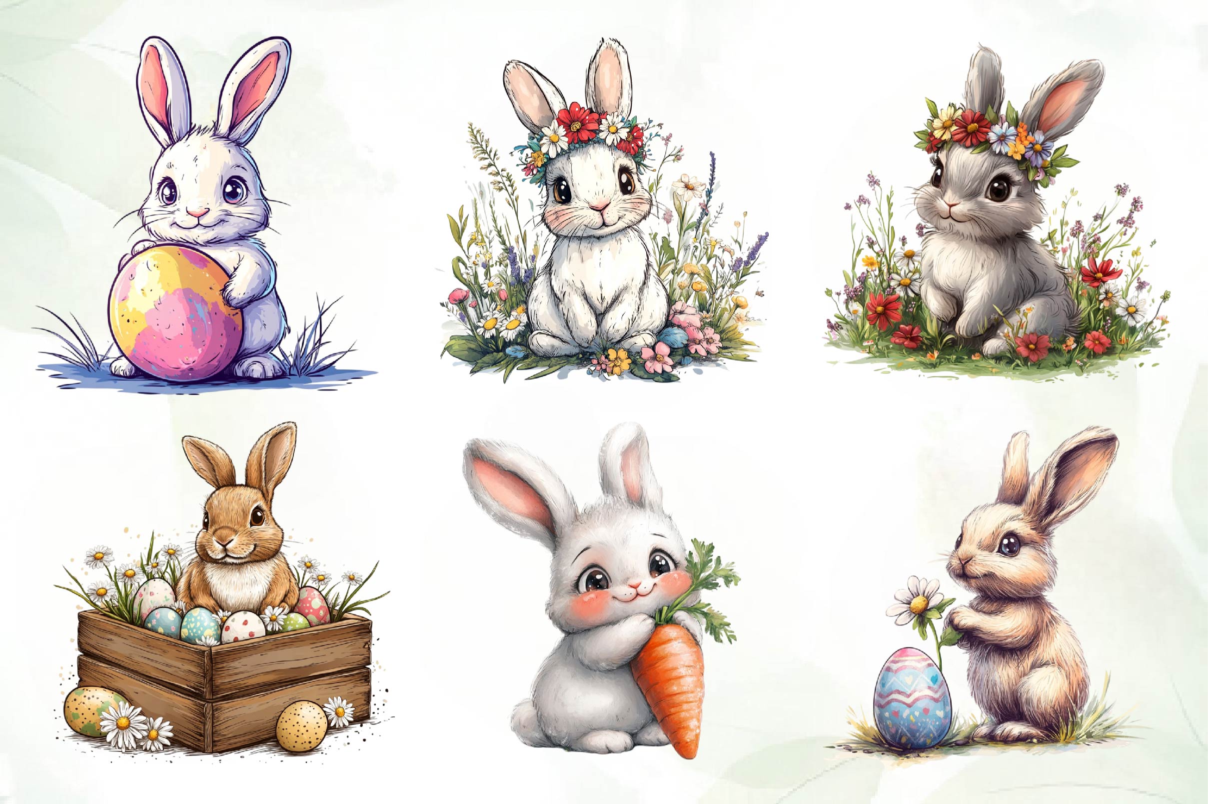 Cute Easter Bunny Clipart Bundle 3 - CraftNest - Digital Crafting and Art