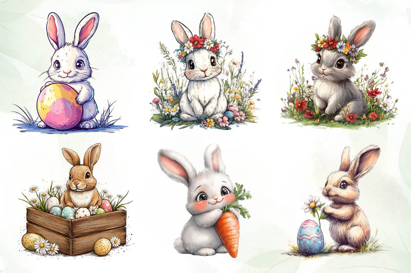 Cute Easter Bunny Clipart Bundle 3 - CraftNest - Digital Crafting and Art