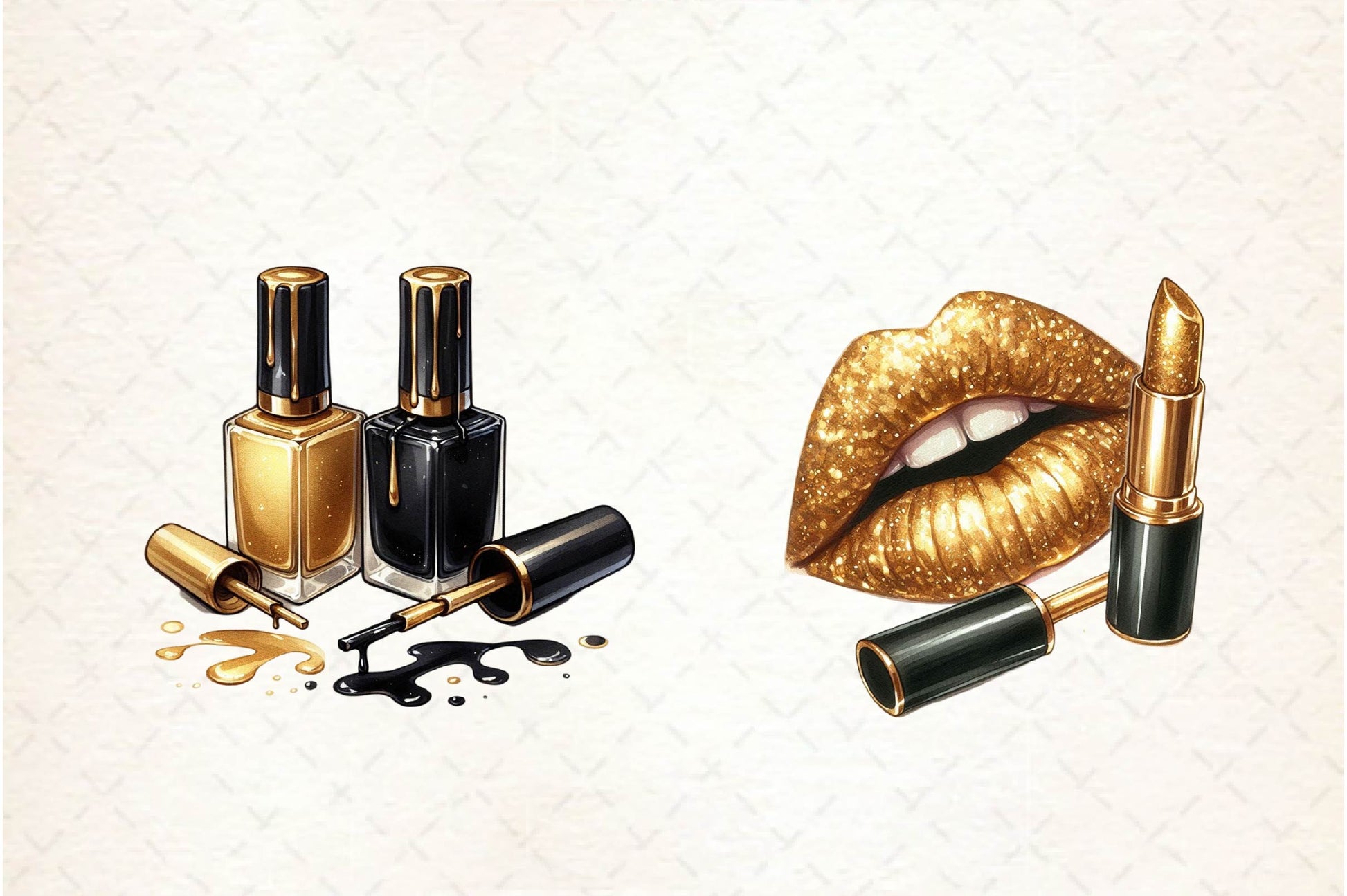 Gold And Black Fem Glam Clipart Bundle - CraftNest - Digital Crafting and Art